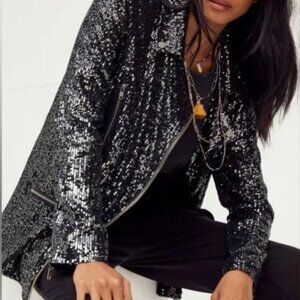 We The Free Size XL Sequined Black Jacket